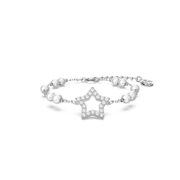 Swarovski Stella Star Bracelet | White Pearl & Crystal | Rhodium Plated | NWT - Picture 1 of 13